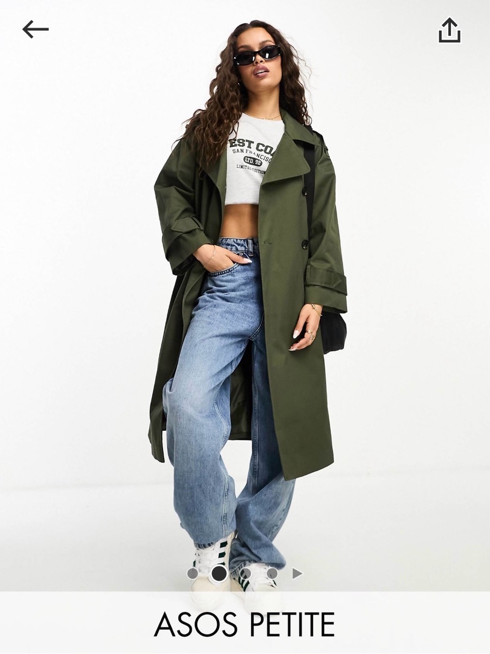 ASOS Petite Olive Green Longline Trench Coat